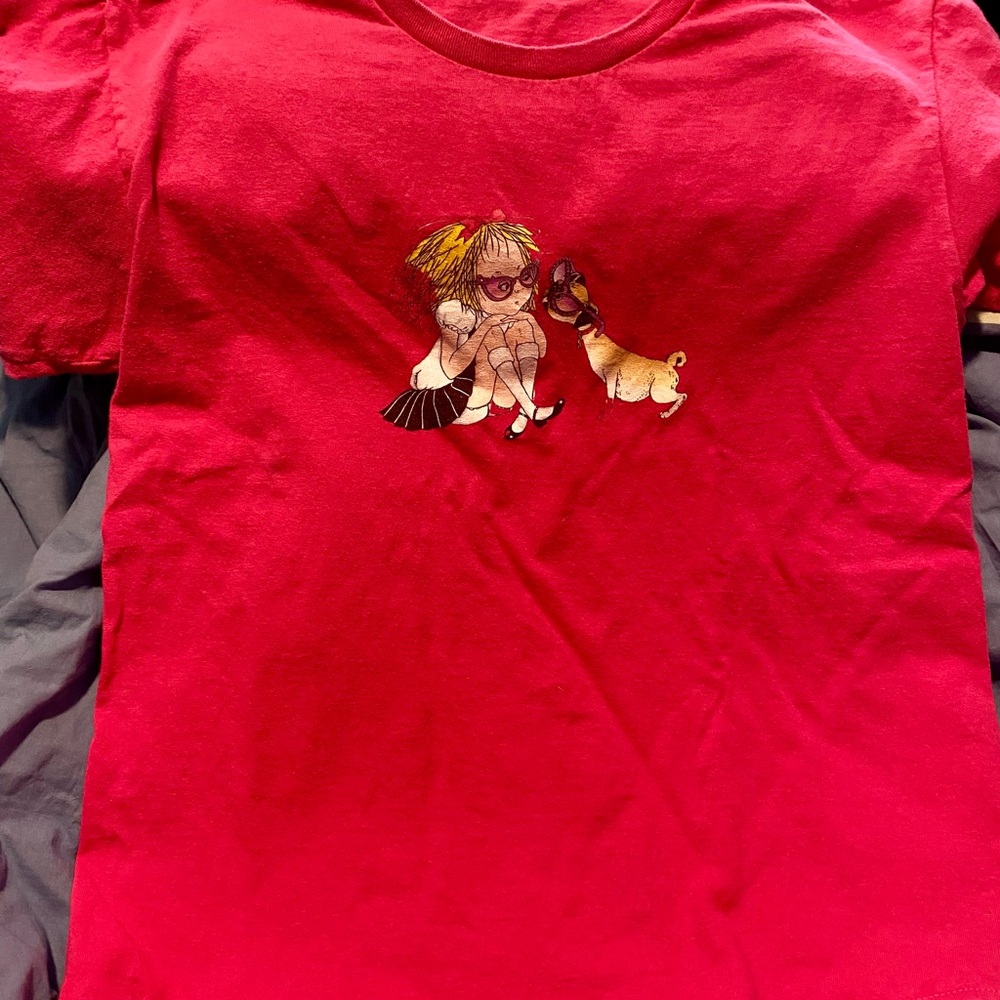 Red Kids Shirt with Cartoon Design